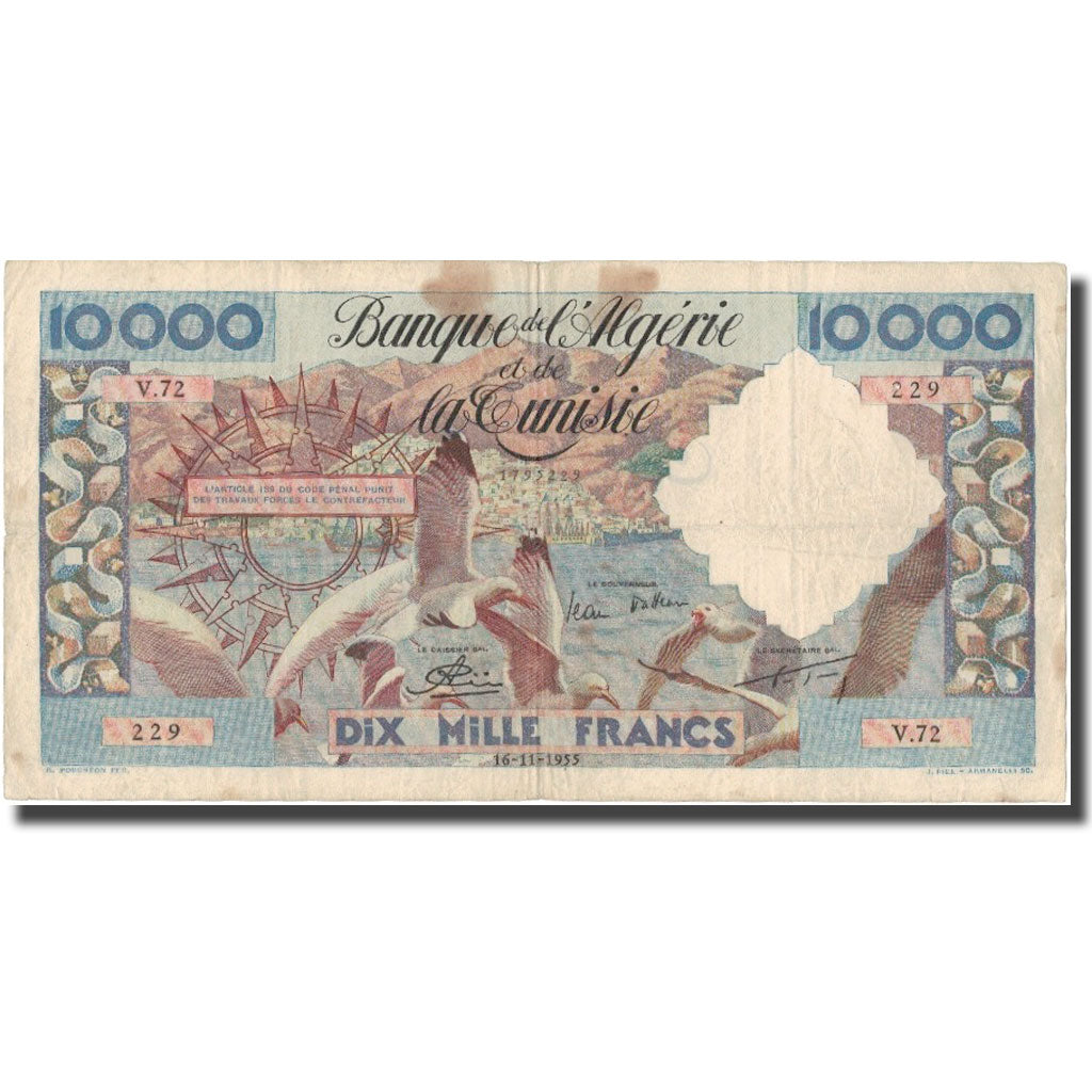 Banknote, Algeria, 10,000 Francs, 1955, 1955-11-16, KM:110, VF(20-25)