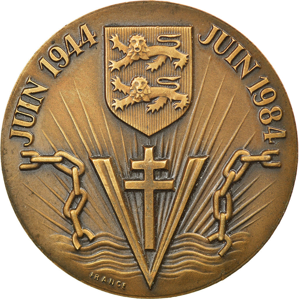 Francia, medalla, Bayeux, 40 Ans du Débarquement, Politics, Society, War, 1984