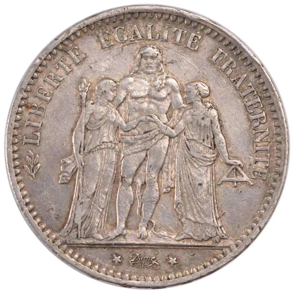 Francia, Hercule, 5 Francs, 1876, Paris, BB, Argento, KM:820.1, Gadoury:745a