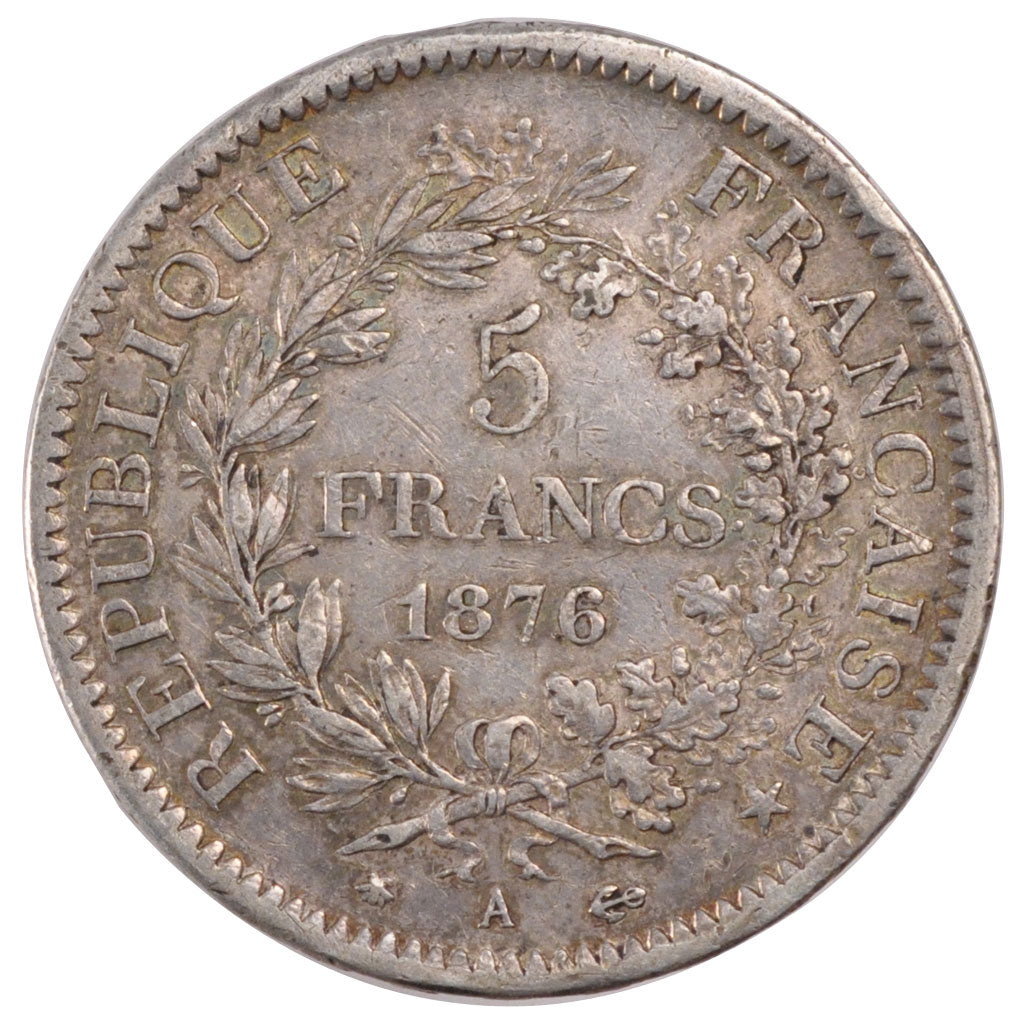 Francia, Hercule, 5 Francs, 1876, Paris, BB, Argento, KM:820.1, Gadoury:745a