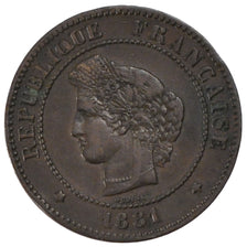 FRANCE, Cérès, 5 Centimes, 1881, Paris, KM #821.1, EF(40-45), Bronze, Gadoury #.