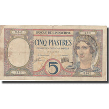 Billete, 5 Piastres, Undated (1926), INDOCHINA FRANCESA, KM:49b, BC+