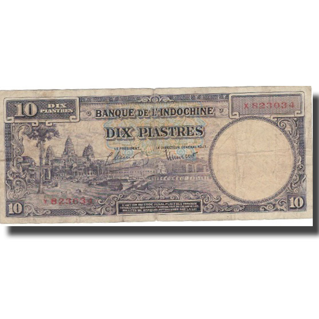 Banknote, FRENCH INDO-CHINA, 10 Piastres, Undated (1946), KM:80a, VF(30-35)