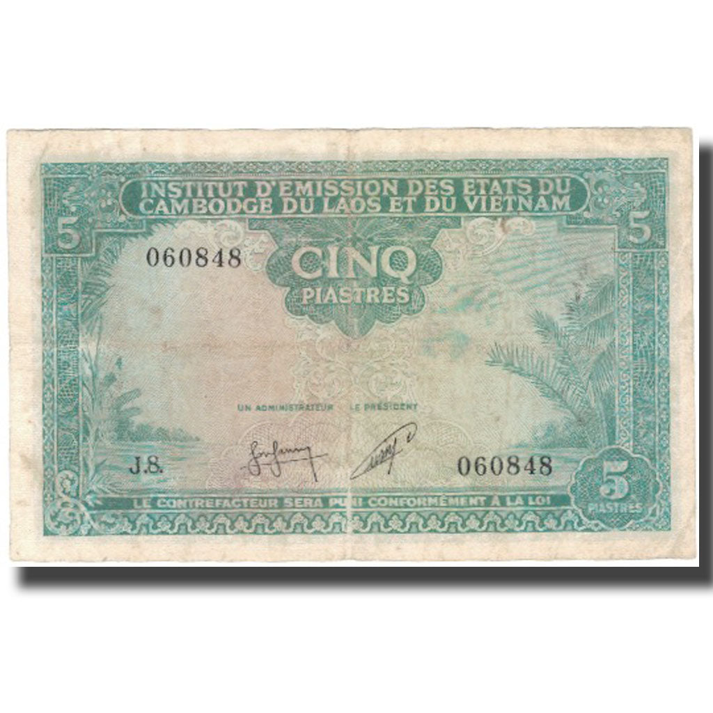 Banknote, FRENCH INDO-CHINA, 5 Piastres = 5 Riels, Undated (1953), KM:95