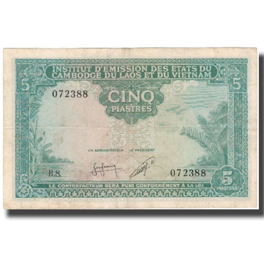 Banknote, FRENCH INDO-CHINA, 5 Piastres = 5 Riels, Undated (1953), KM:95
