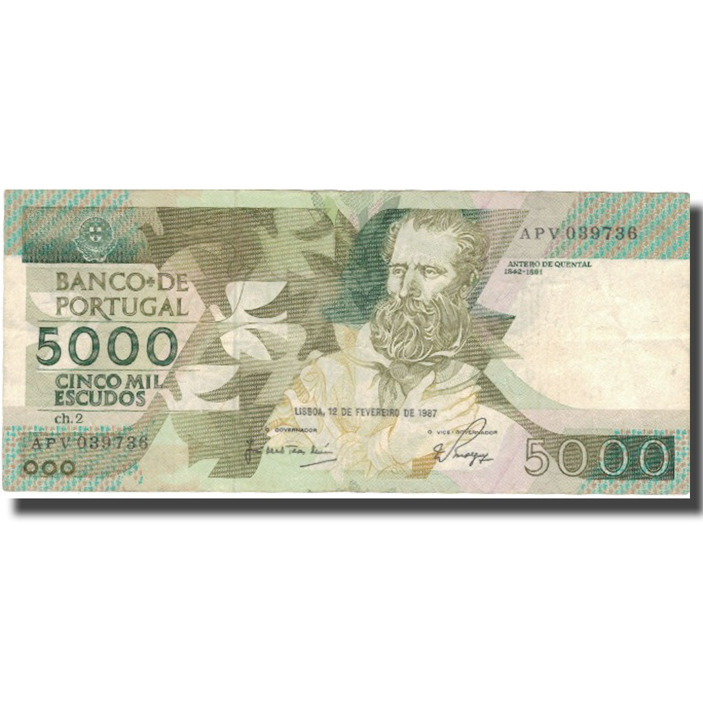 Banknote, Portugal, 5000 Escudos, 1987, 1987-02-12, KM:183a, EF(40-45)