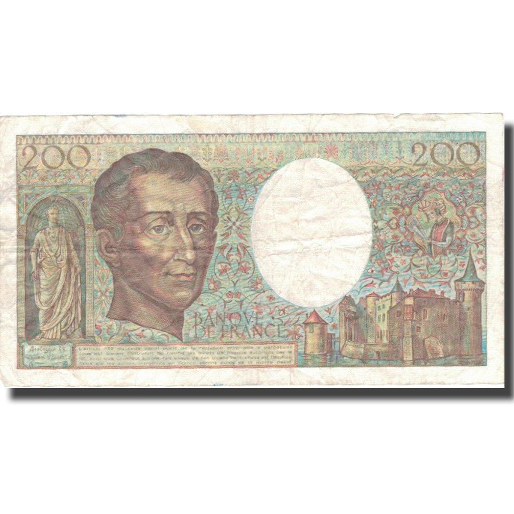 Francja, 200 Francs, Montesquieu, 1986, 1986, EF(40-45), Fayette:70.6, KM:155a
