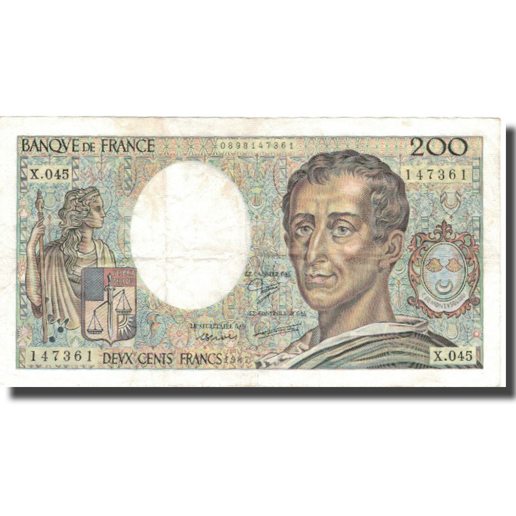France, 200 Francs, 200 F 1981-1994 ''Montesquieu'', 1987, 1987, EF(40-45)
