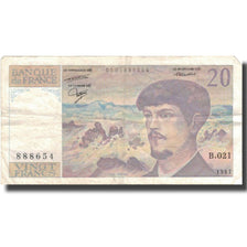 France, 20 Francs, 20 F 1980-1997 ''Debussy'', 1987, 1987, VF(30-35)
