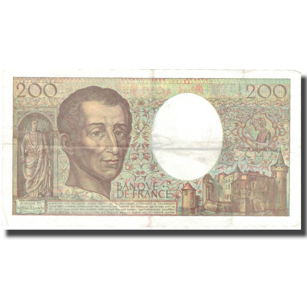France, 200 Francs, 1992, 1992, EF(40-45), Fayette:70.12c, KM:155b