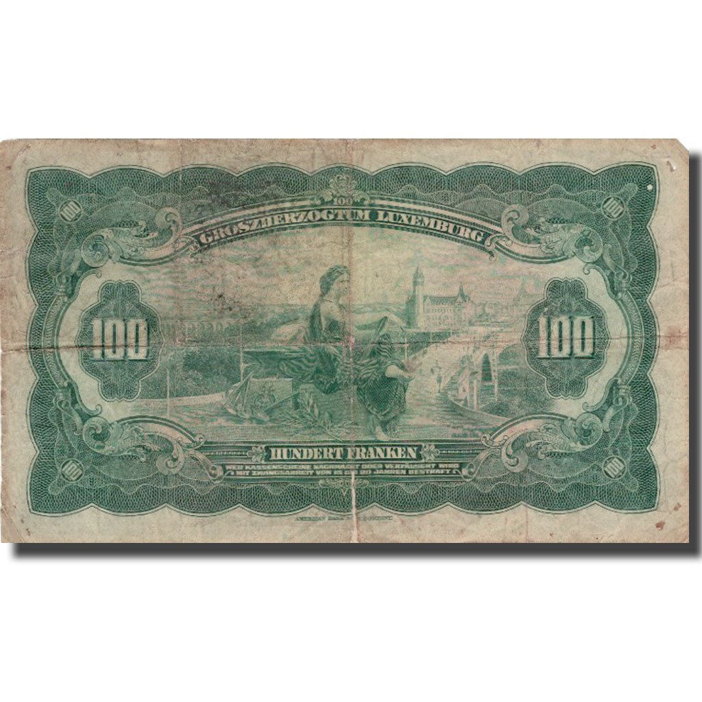 Banknote, Luxembourg, 100 Francs, Undated (1944), KM:47a, F(12-15)