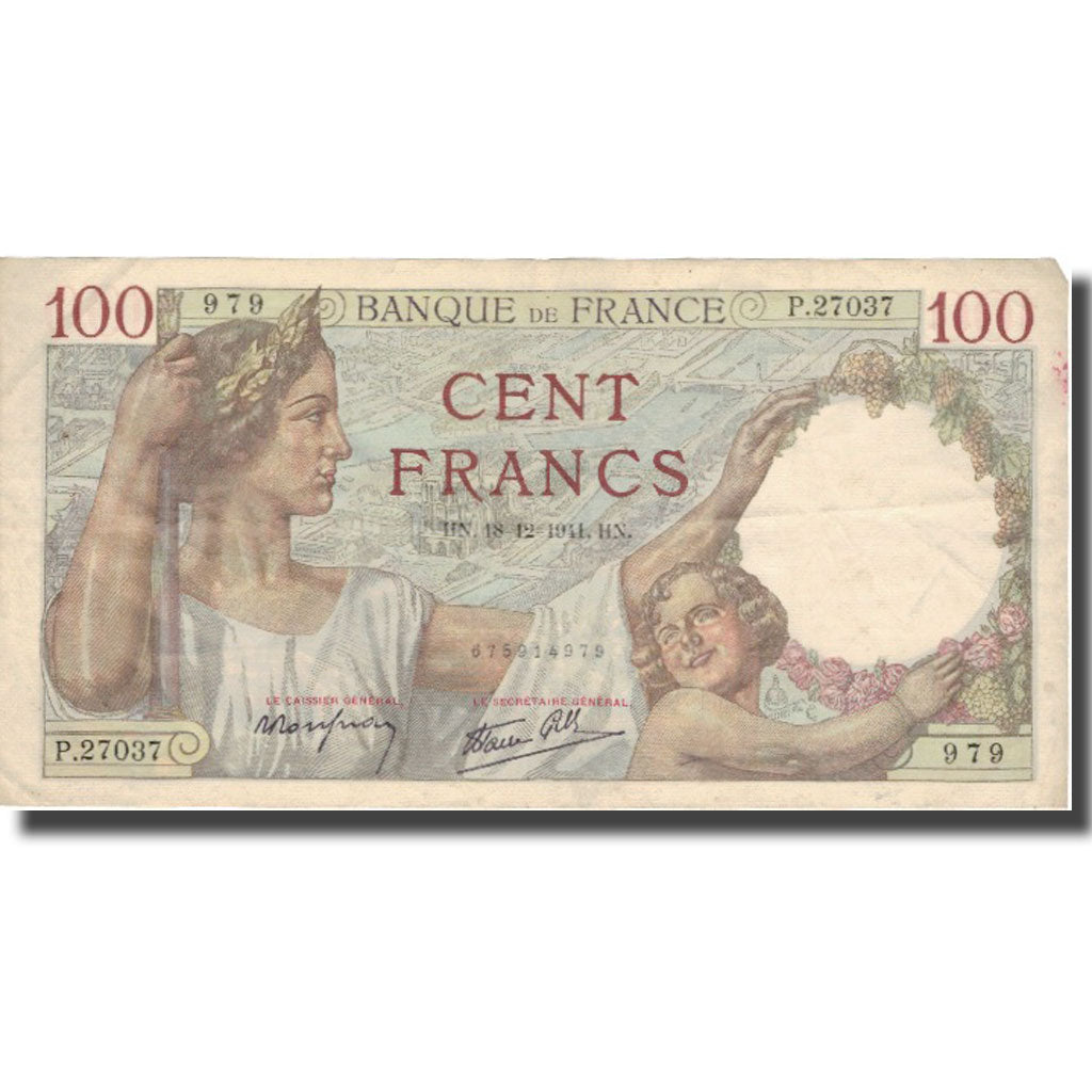 France, 100 Francs, 100 F 1939-1942 ''Sully'', 1941, 1941-12-18, EF(40-45)
