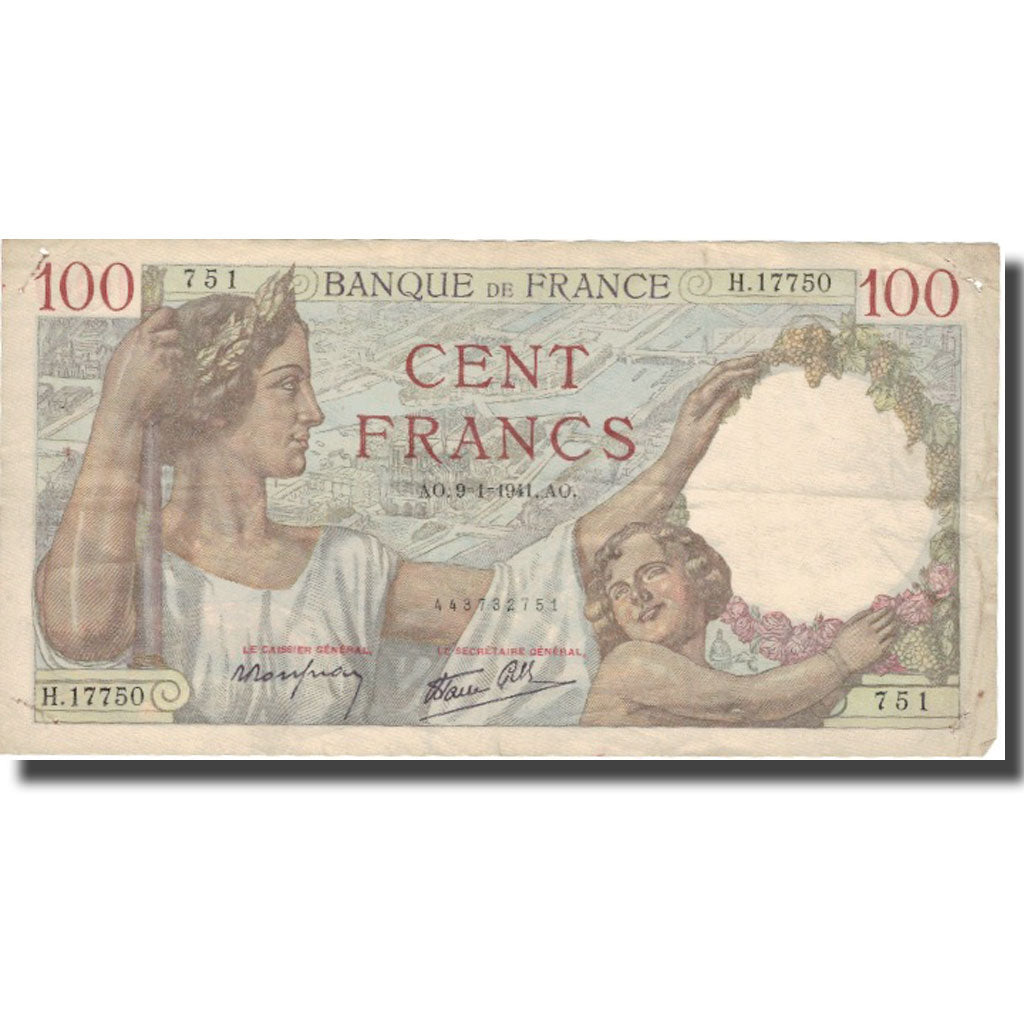 Frankreich, 100 Francs, 100 F 1939-1942 ''Sully'', 1941, 1941-01-09, SS