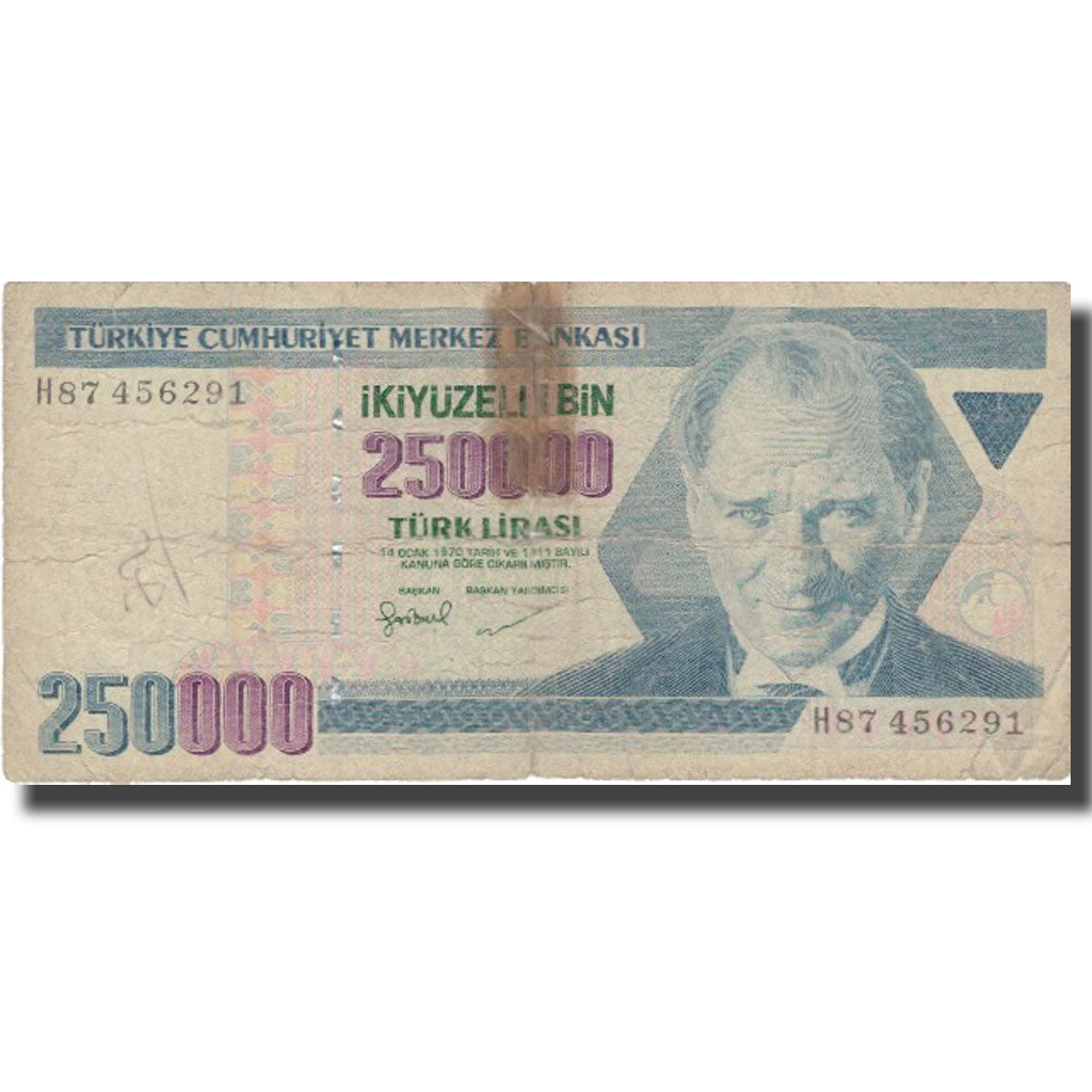 Banknote, Turkey, 250,000 Lira, 1998, 1998, KM:211, VG(8-10)