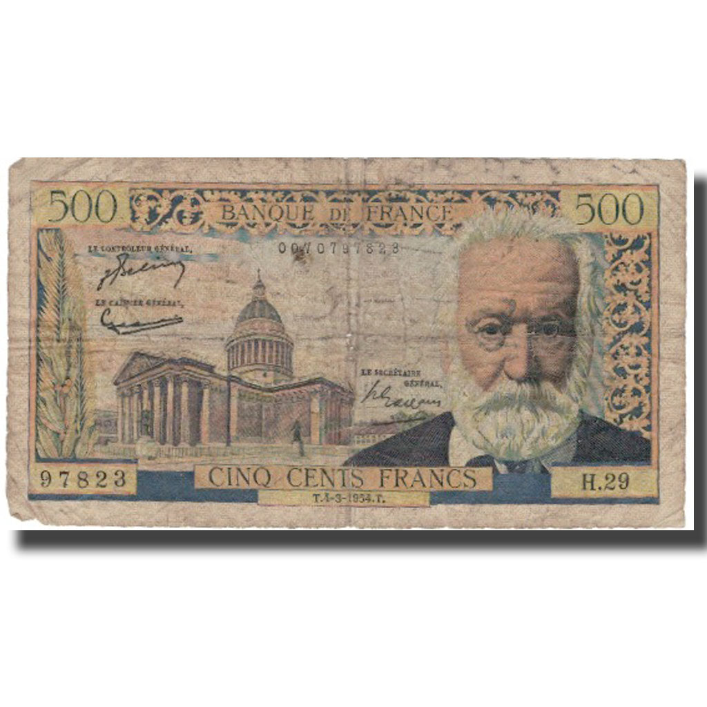 France, 500 Francs, 1954, 1954-03-04, B+, Fayette:35.2, KM:133a