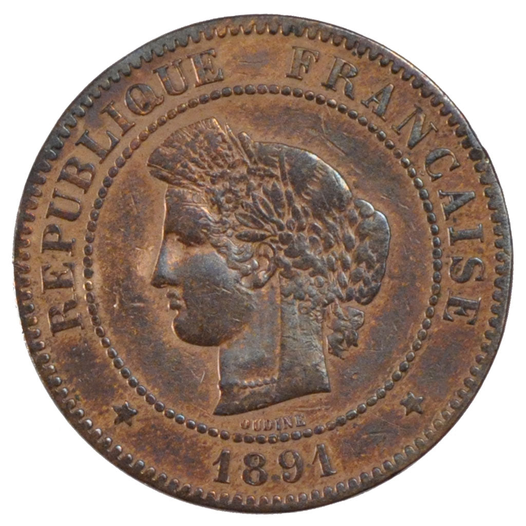 Francia, Cérès, 5 Centimes, 1891, Paris, BB, Bronzo, KM:821.1, Gadoury:157a