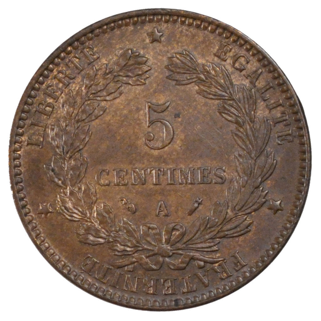 Monnaie, France, Cérès, 5 Centimes, 1893, Paris, SUP, Bronze, KM:821.1