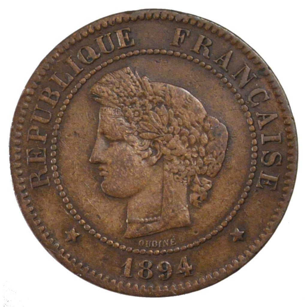 FRANCE, Cérès, 5 Centimes, 1894, Paris, KM #821.1, EF(40-45), Bronze, Gadoury #.