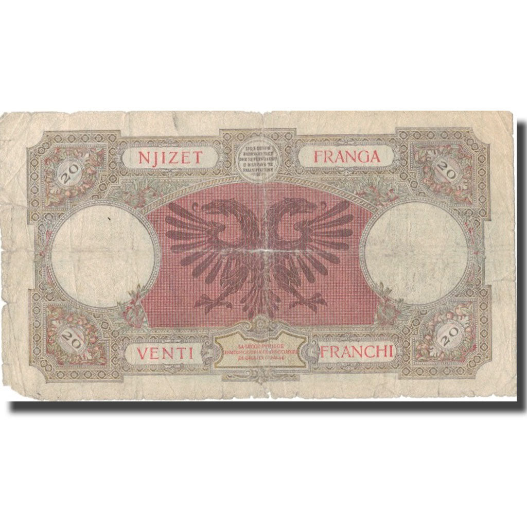 Billete, 20 Franga, Undated (1940), Albania, KM:13, BC