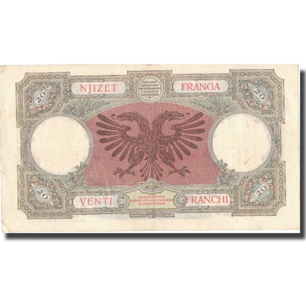 Billete, 20 Franga, Undated (1940), Albania, KM:13, BC+