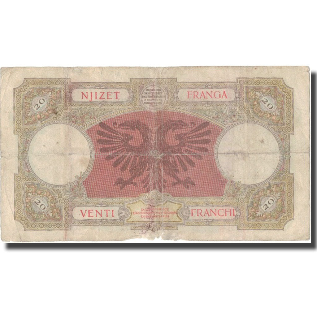 Billet, Albania, 20 Franga, Undated (1940), KM:13, TB