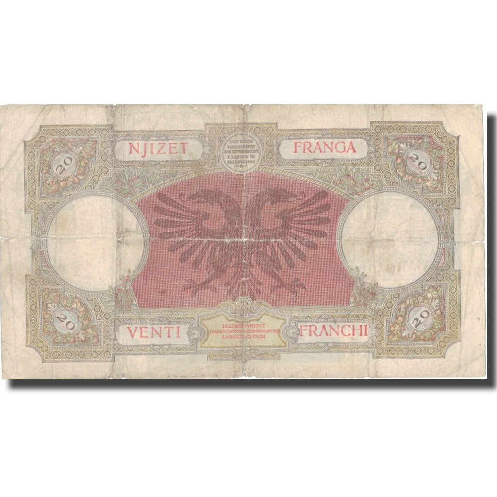 Billete, 20 Franga, undated (1945), Albania, KM:13, RC+