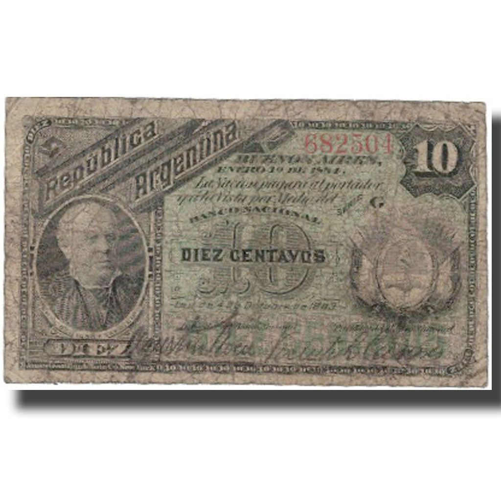 Banknote, Argentina, 10 Centavos, 1883, 1883-10-04, KM:6, F(12-15)