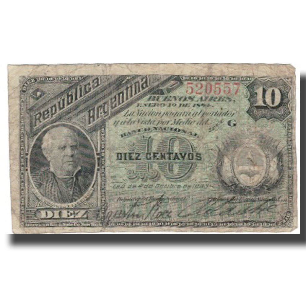 Banknote, Argentina, 10 Centavos, 1883, 1883-10-04, KM:6, F(12-15)