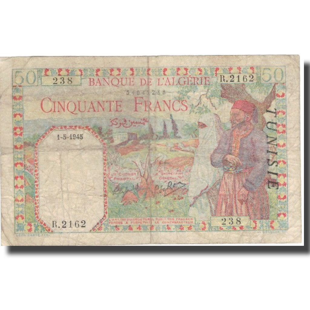 Banknote, Tunisia, 50 Francs, 1938-45, KM:12a, VF(20-25)
