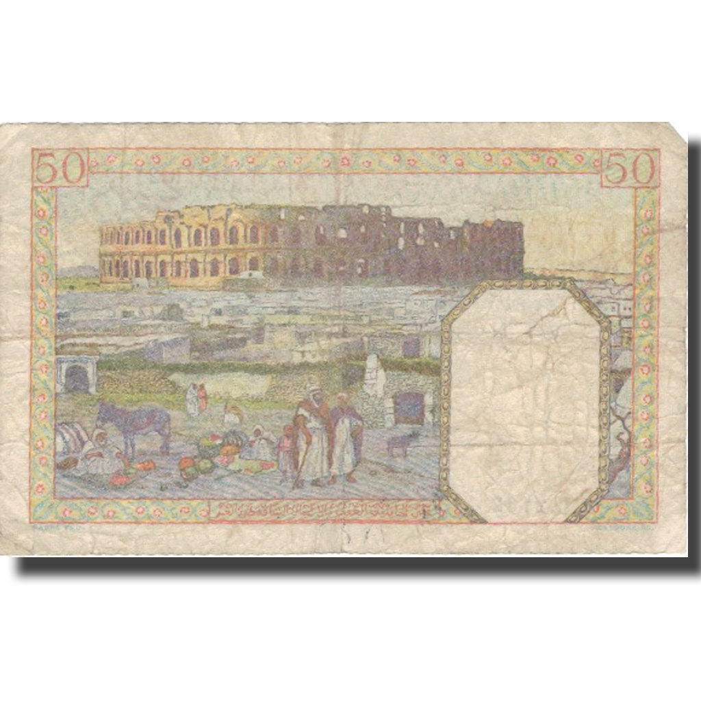 Banknote, Tunisia, 50 Francs, 1938-45, KM:12a, VF(20-25)