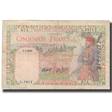 Biljet, Tunisië, 50 Francs, 1938-45, KM:12a, TB