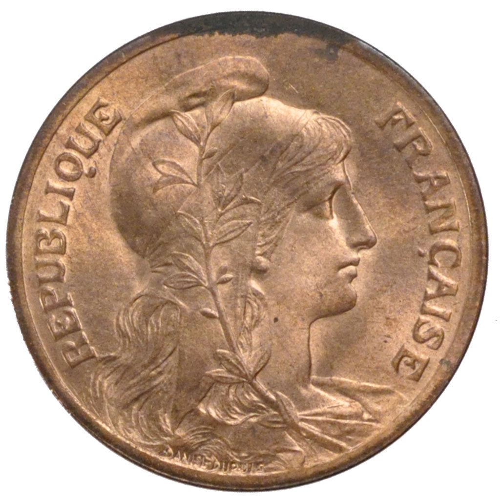FRANCE, 5 Centimes, 1900, MS(60-62), Bronze, Gadoury #165, 5.00