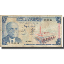 Banknot, Tunisia, 1/2 Dinar, 1965, 1965-06-01, KM:62a, VF(20-25)