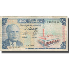 Banknote, Tunisia, 1/2 Dinar, 1965, 1965-06-01, KM:62a, VF(30-35)