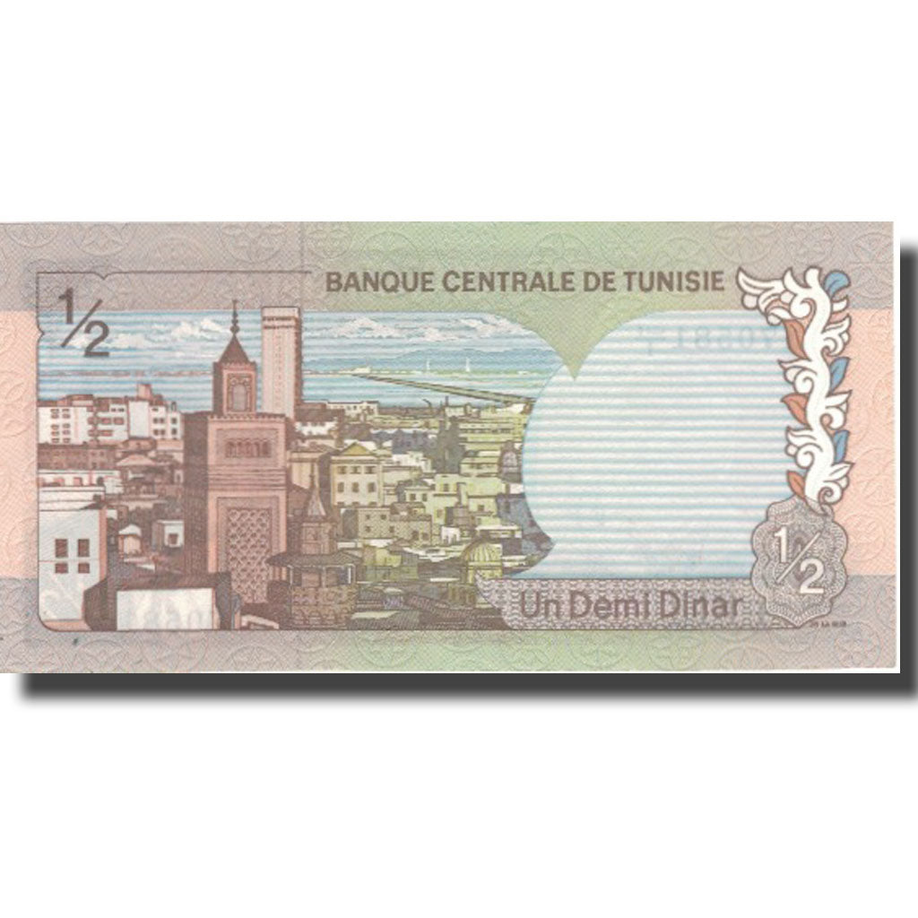 Geldschein, Tunesien, 1/2 Dinar, 1972, 1972-08-03, KM:66a, UNZ-