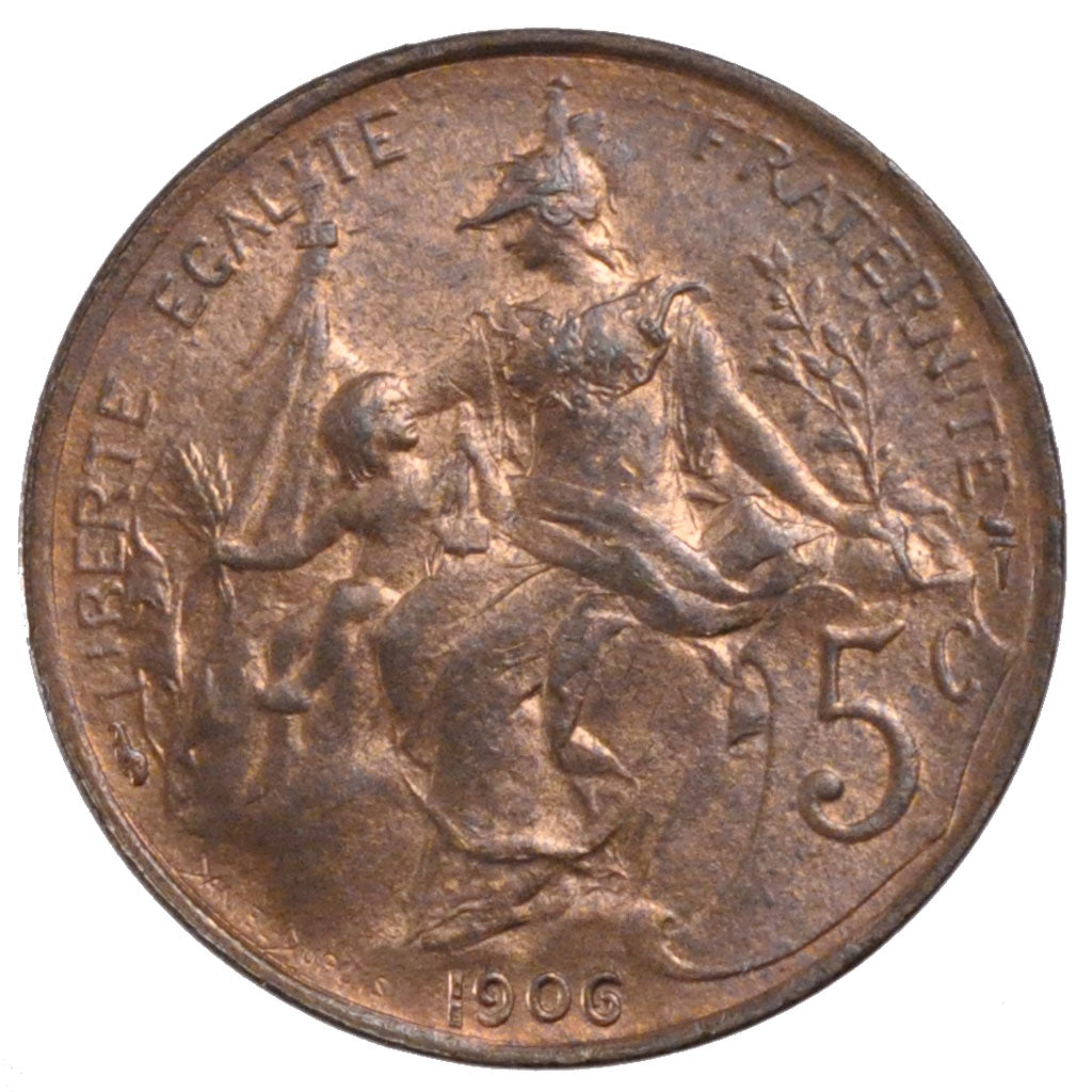 FRANCE, Dupuis, 5 Centimes, 1906, Paris, KM #842, MS(60-62), Bronze, 25.1,...