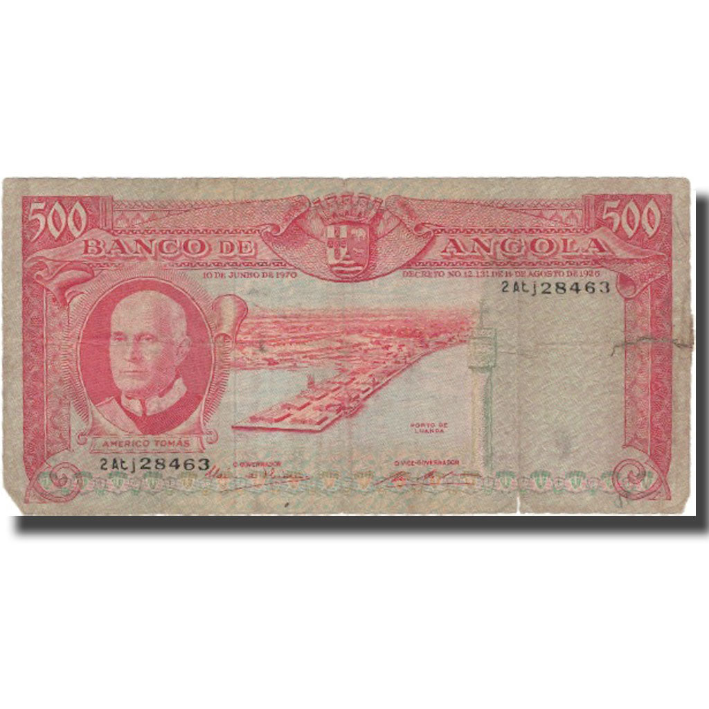Billet, Angola, 500 Escudos, 1970, 1970-06-10, KM:97, TB