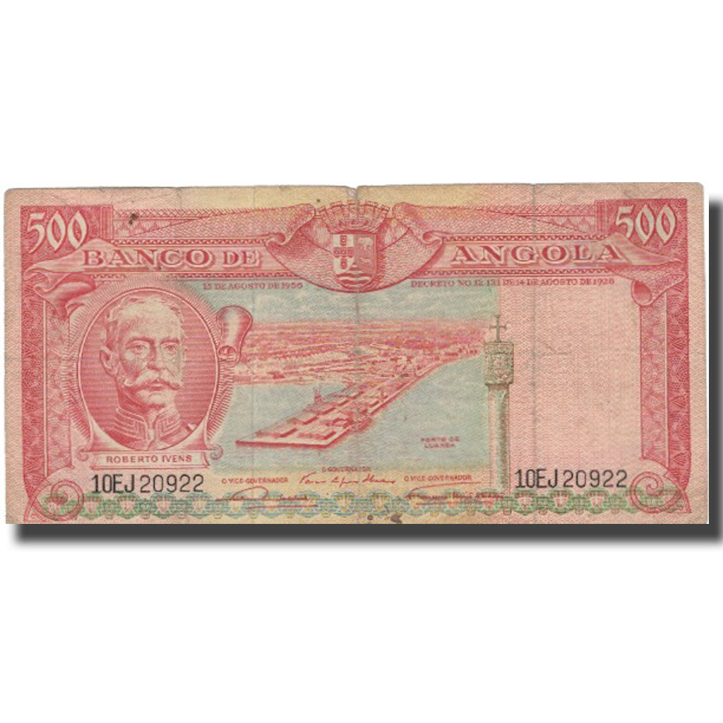 Biljet, Angola, 500 Escudos, 1956, 1956-08-15, KM:90, TB