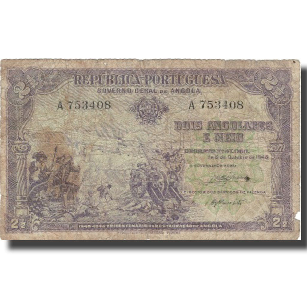 Banknote, Angola, 2 1/2 Angolares, 1948, 1948-10-06, KM:71, F(12-15)