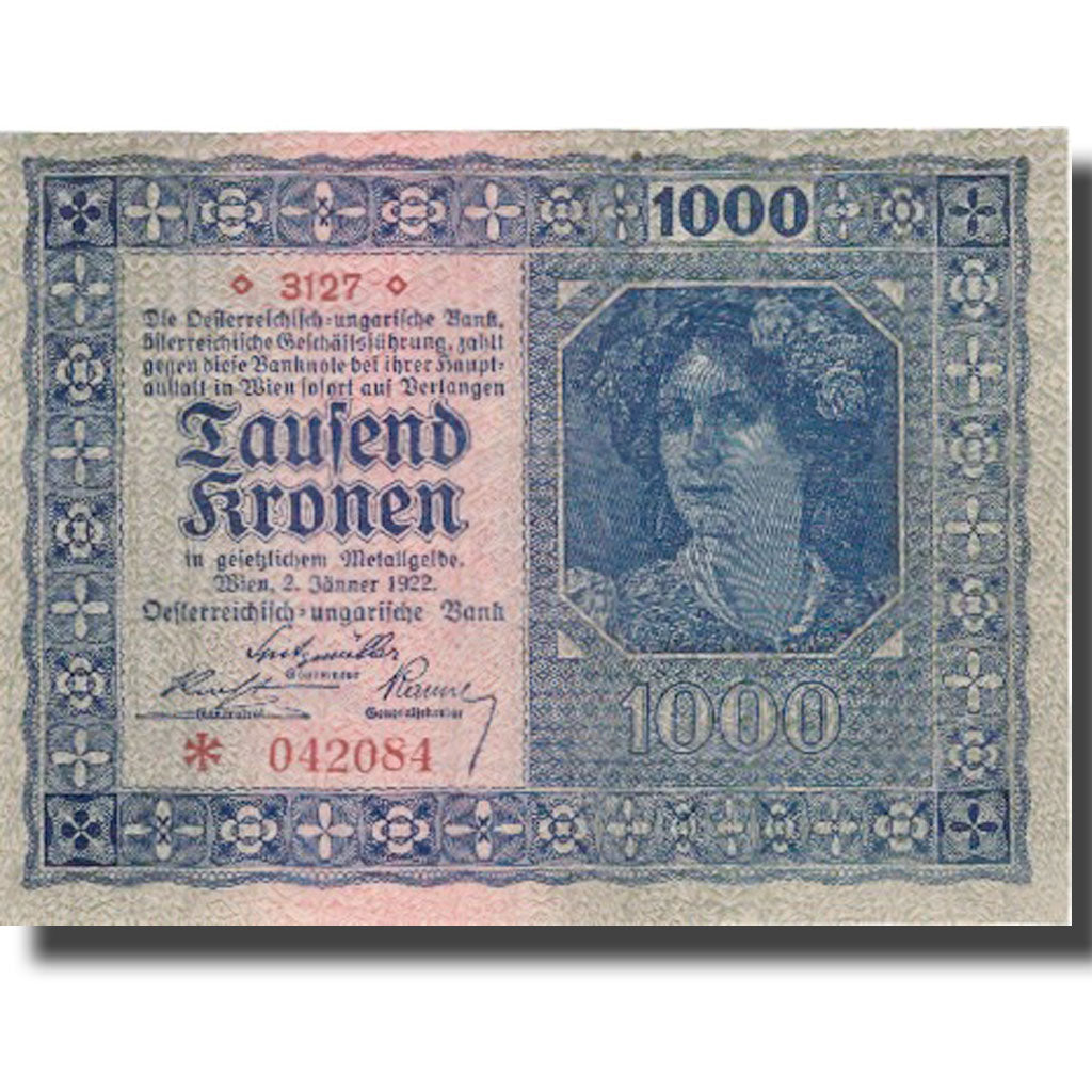 Banknote, Austria, 1000 Kronen, 1922, 1922-01-02, KM:78, UNC(65-70)