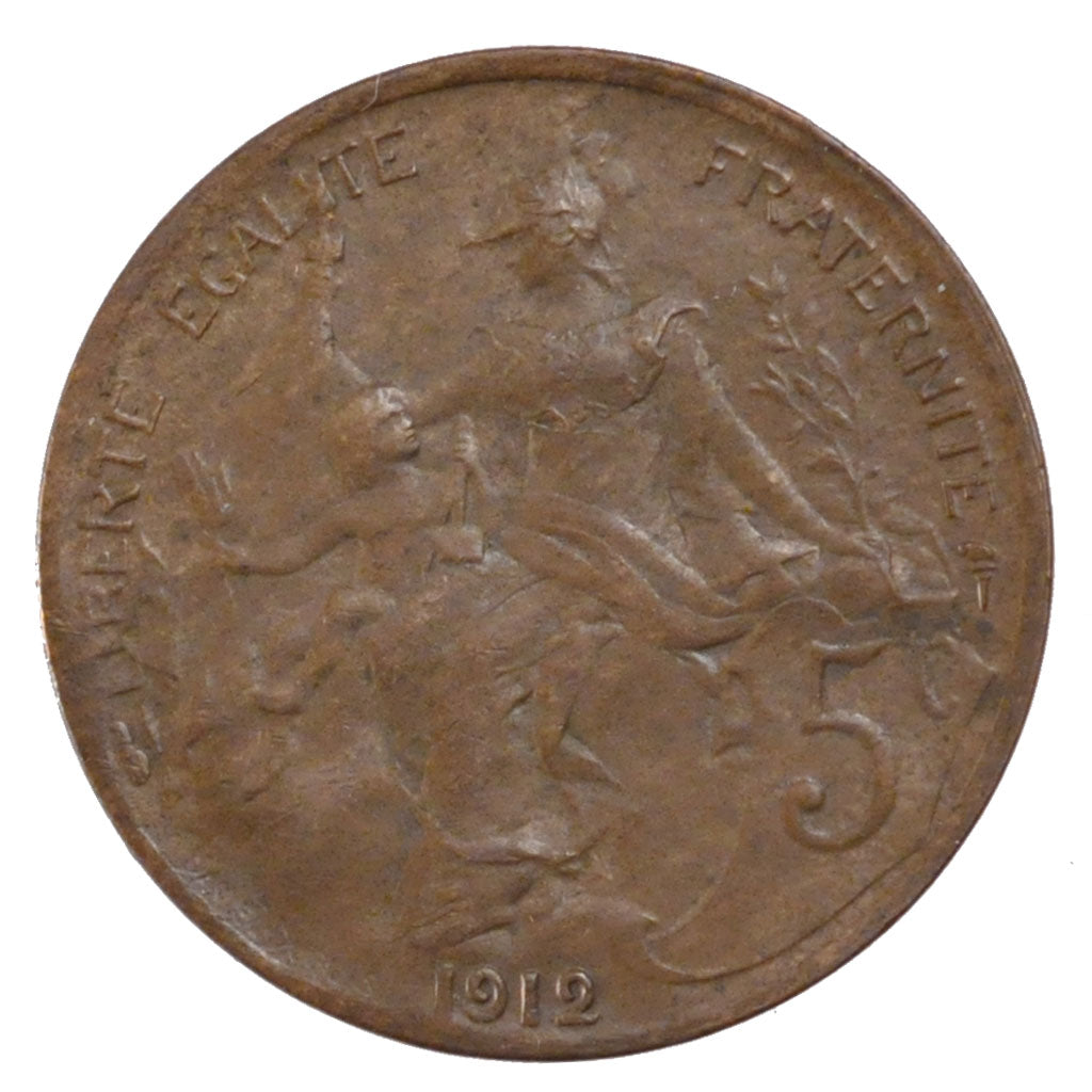 FRANCE, Dupuis, 5 Centimes, 1912, Paris, KM #842, EF(40-45), Bronze, 25.1,...