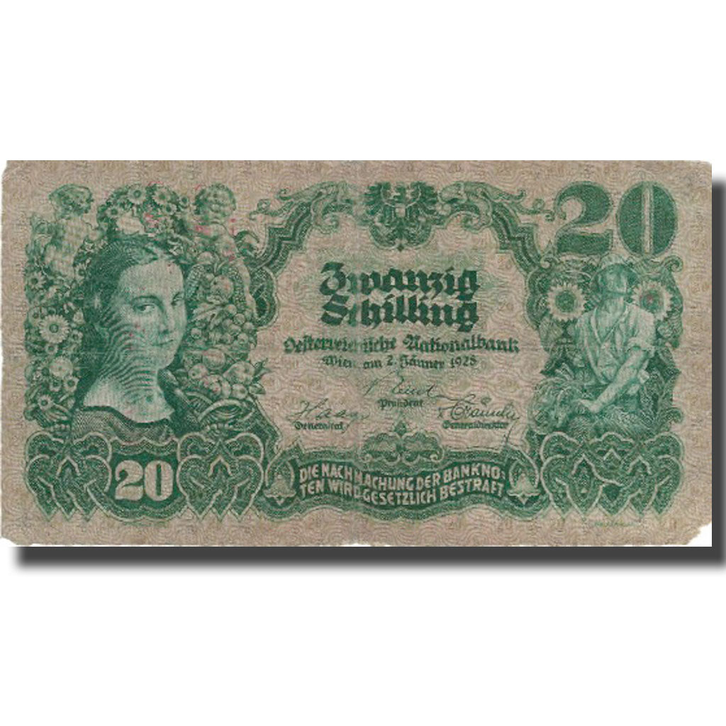 Banknote, Austria, 20 Schilling, 1928, 1928-01-02, KM:95, VF(30-35)