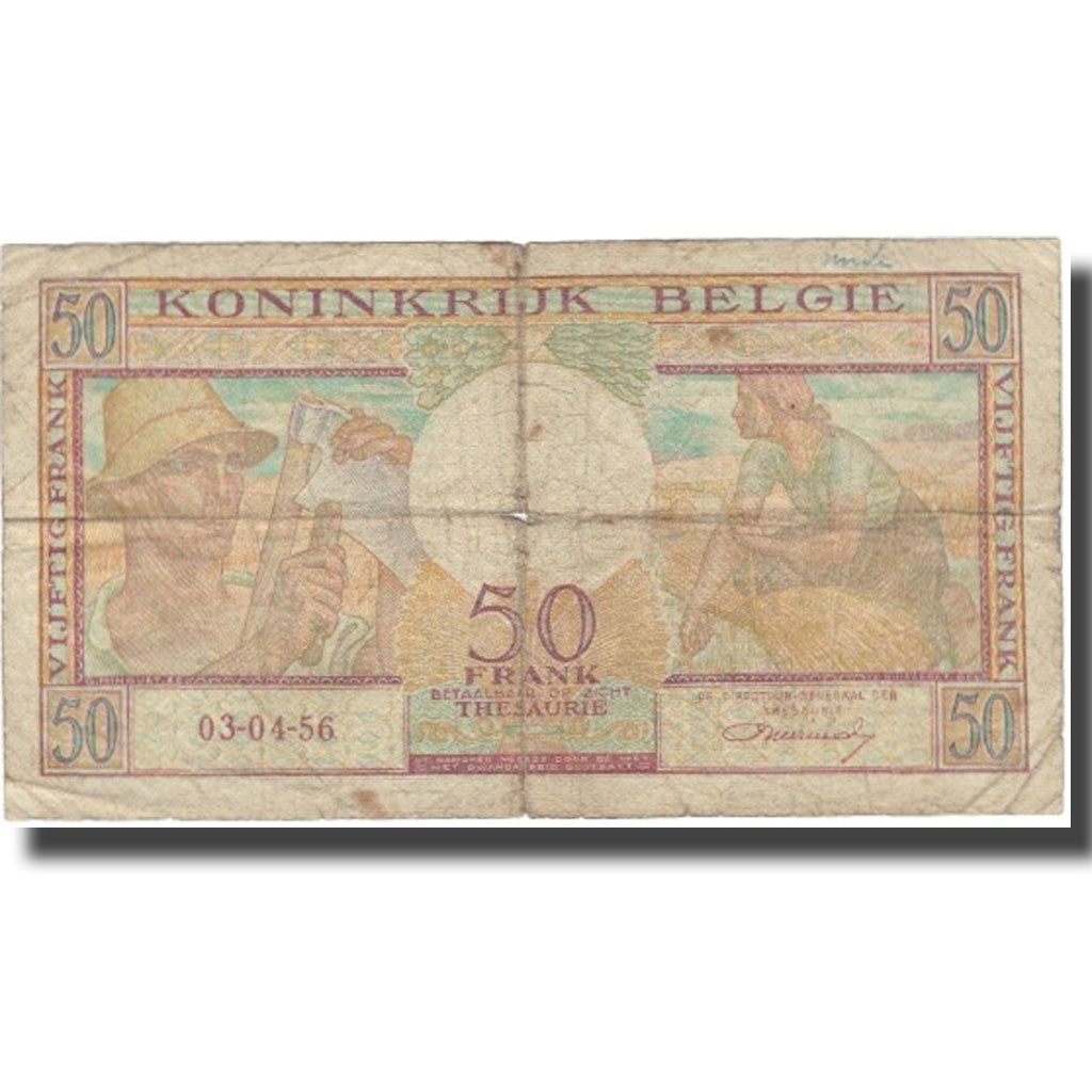 Banknote, Belgium, 50 Francs, 1956, 1956-04-03, KM:133b, VG(8-10)