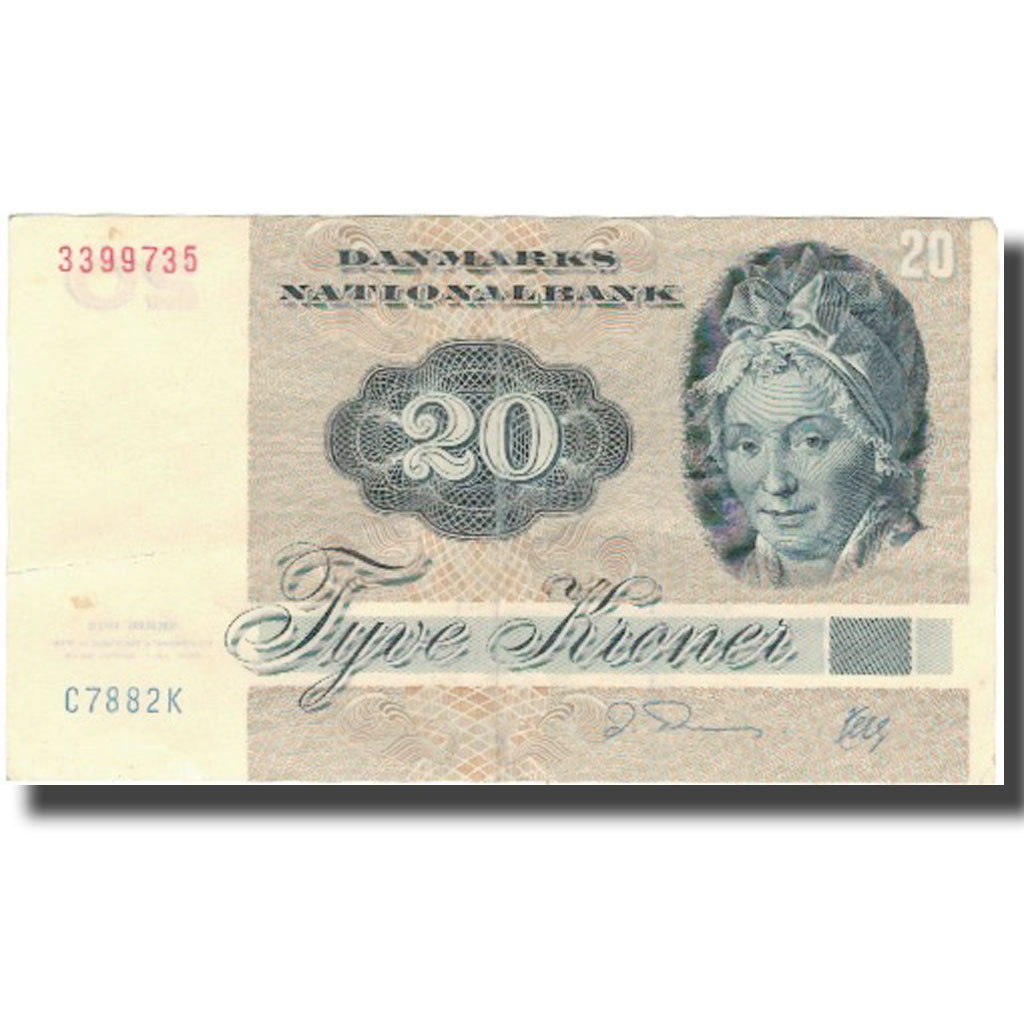 Banknote, Denmark, 20 Kroner, 1972, 1972, KM:49h, EF(40-45)