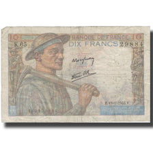 Francja, 10 Francs, Mineur, 1944, 1944-01-13, VF(20-25), Fayette:8.10, KM:99e