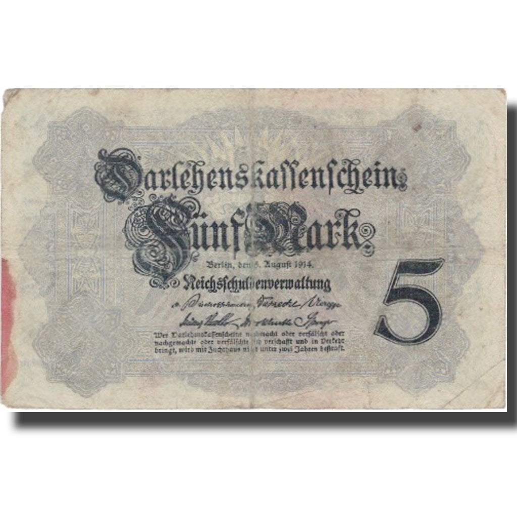 Banknote, Germany, 5 Mark, 1914, 1917-08-01, KM:47c, VF(30-35)