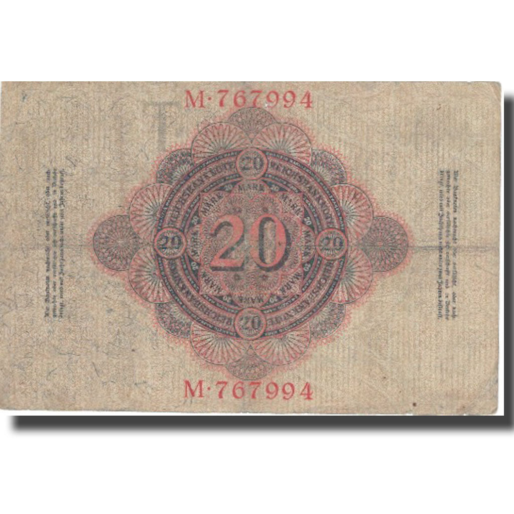 Banknote, Germany, 20 Mark, 1914, 1914-02-19, KM:46a, VF(20-25)