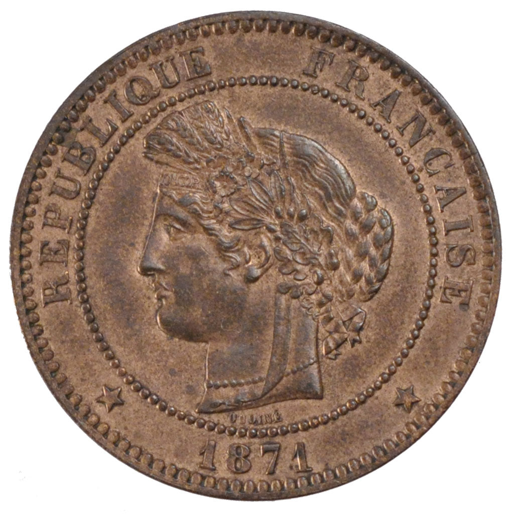 FRANCE, 10 Centimes, 1871, Paris, AU(55-58), Bronze, Gadoury #265, 9.98