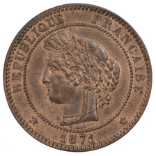 FRANCE, 10 Centimes, 1871, Paris, AU(55-58), Bronze, Gadoury #265, 9.98