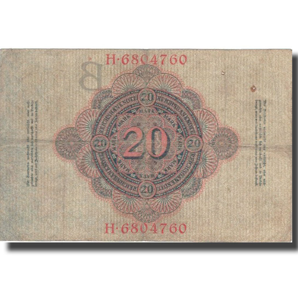 Banknote, Germany, 20 Mark, 1910, 1910-04-21, KM:40b, VF(30-35)